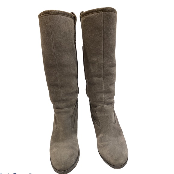 UGG Soleil Shearling Tall Wedge Boot Grey 7 - Picture 5 of 11